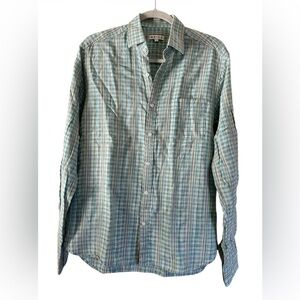 Reiss Men's Teal & Light Blue Plaid Button-Down Shirt